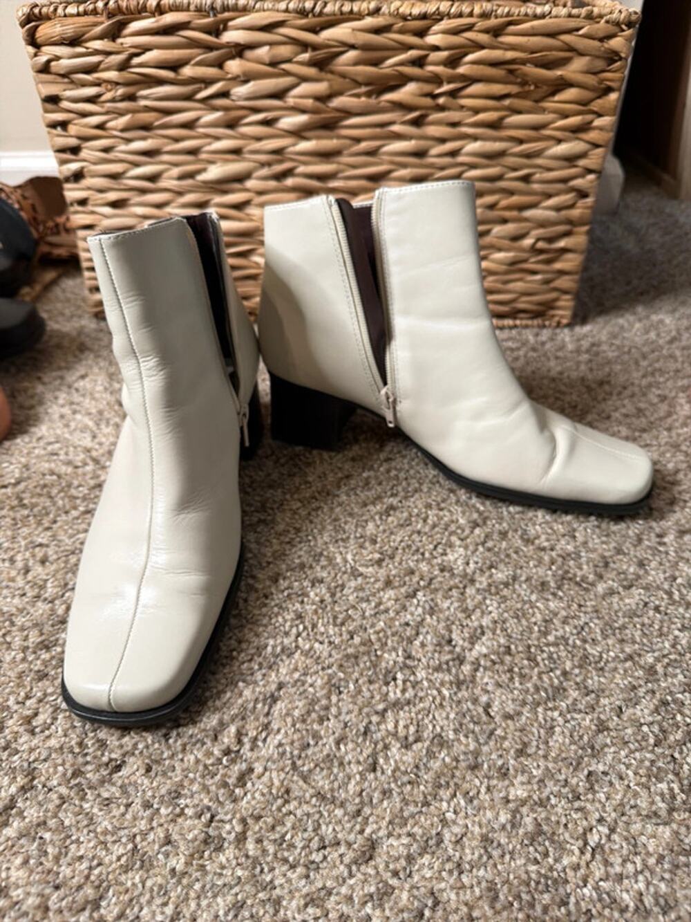 Bone leather ankle boots mod style 10